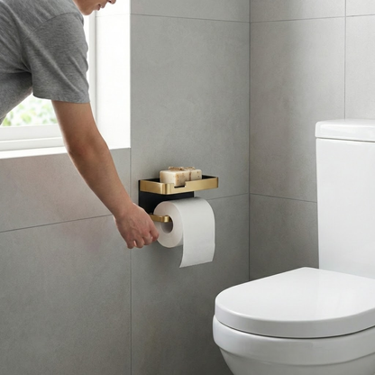 CalmHold™ – Toilettenpapierhalter mit Ablage, ohne Bohren