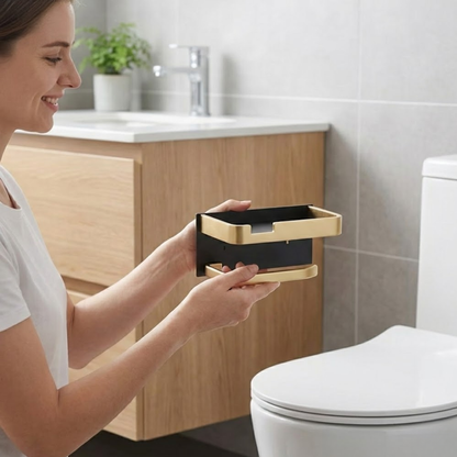 CalmHold™ – Toilettenpapierhalter mit Ablage, ohne Bohren