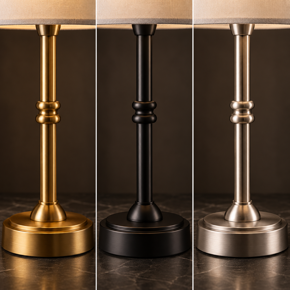 AmberLux - Tischleuchte aus massivem Metall, kabellos aufladbar