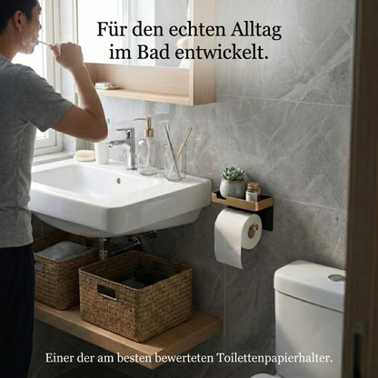 CalmHold™ – Toilettenpapierhalter mit Ablage, ohne Bohren