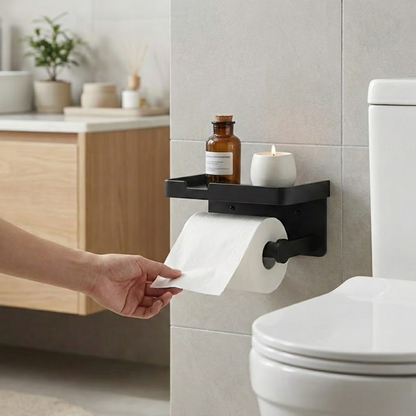 CalmHold™ – Toilettenpapierhalter mit Ablage, ohne Bohren