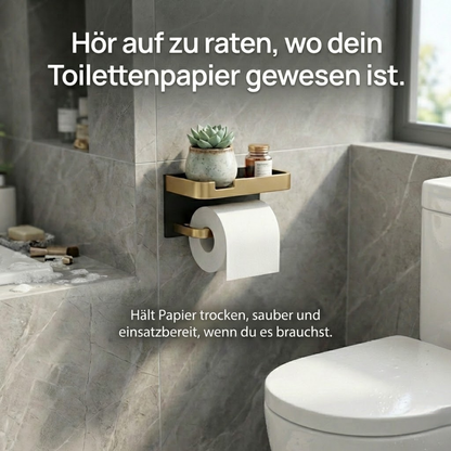 CalmHold™ – Toilettenpapierhalter mit Ablage, ohne Bohren