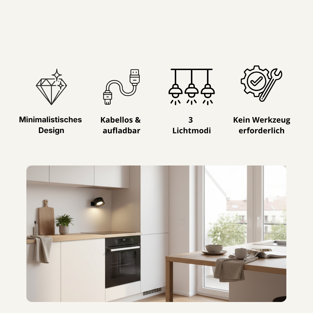 CasaBeam™ – Kabellose Wandbeleuchtung ohne Bohren