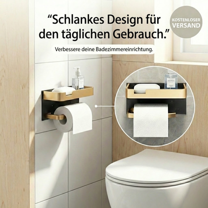 CalmHold™ – Toilettenpapierhalter mit Ablage, ohne Bohren